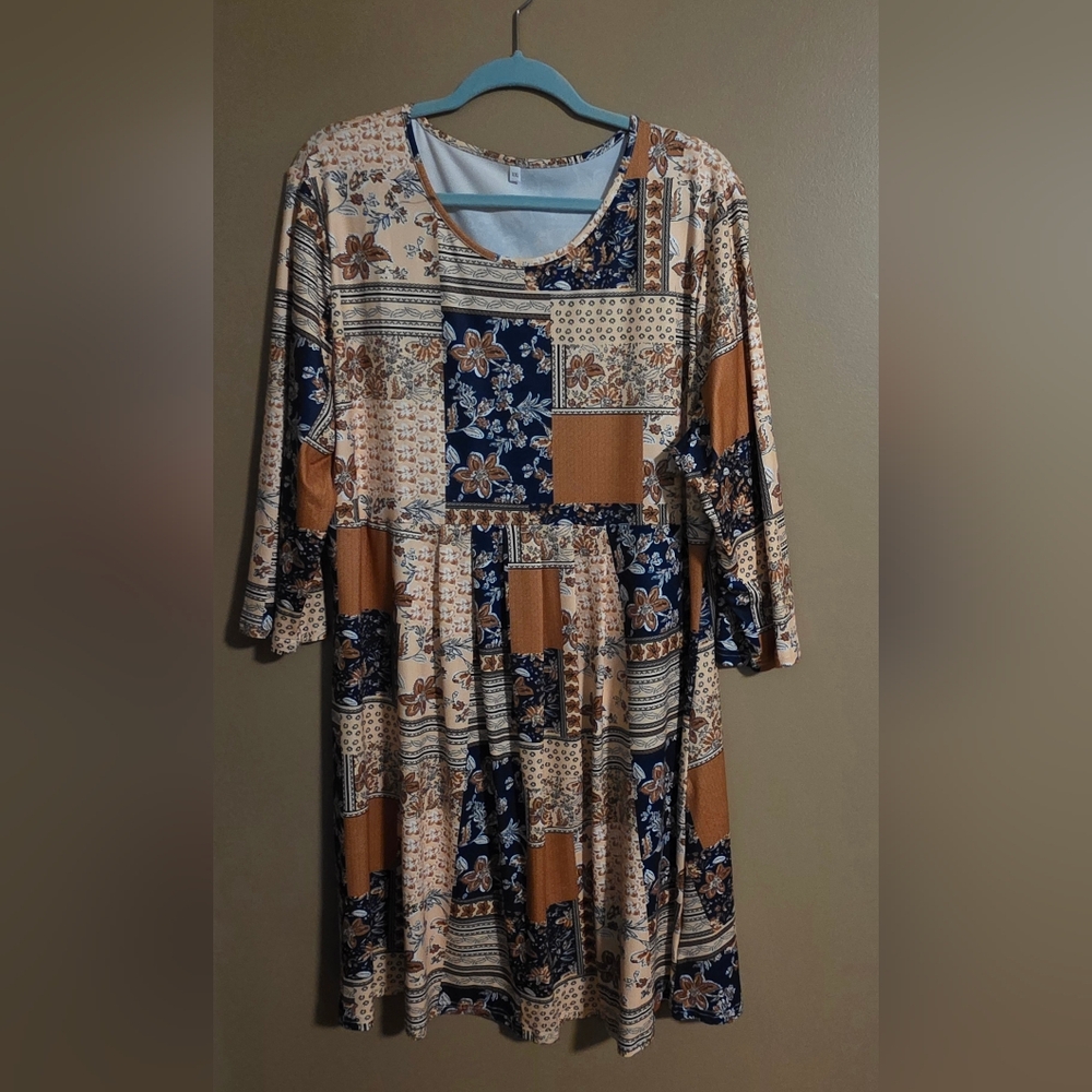 Elegant Patchwork Long Sleeve Dress
